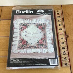Friendship Rose Pillow Bucilla Counted Cross Stitch Kit 40916 Vintage 1994